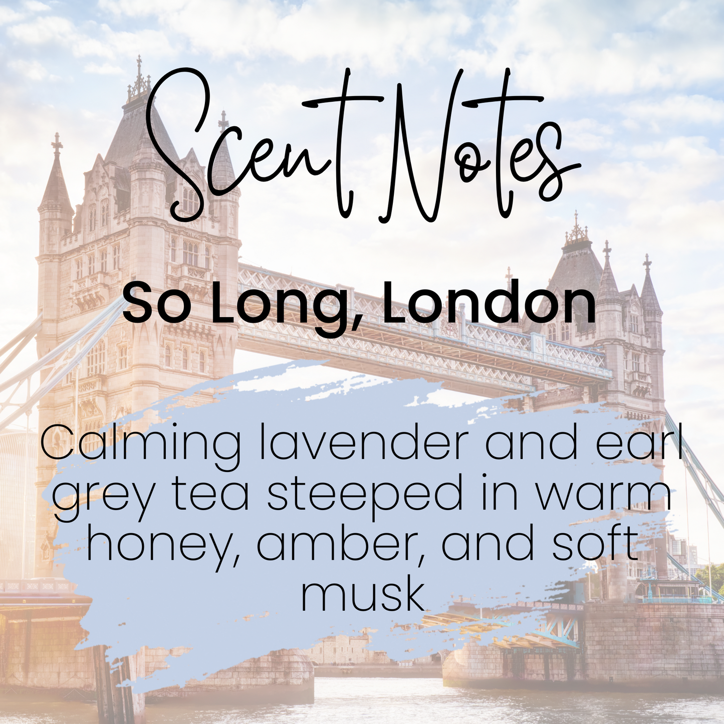 Infographic describing scent notes for "So, Long London".