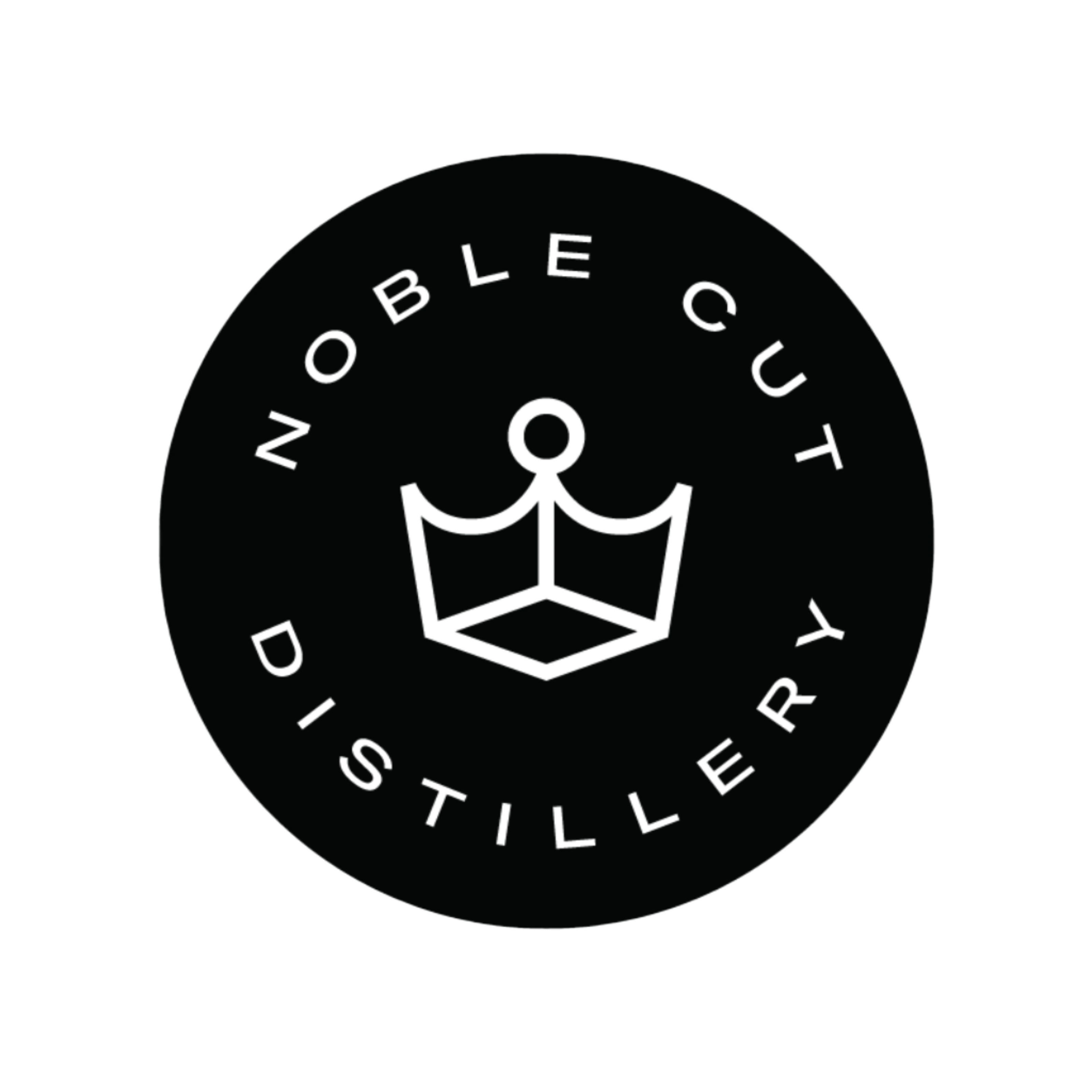 Noble Cut Distillery logo with a crown symbol on a black circle